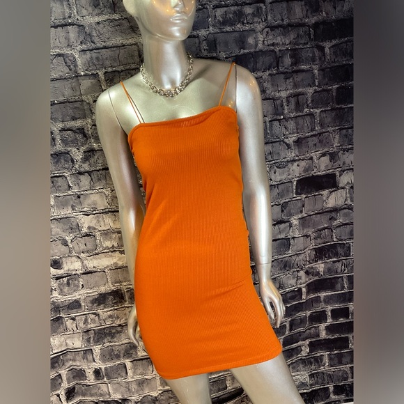 Orange Summer Bodycon Mini Dress - Picture 12 of 13